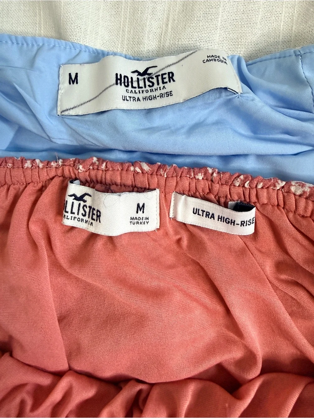 Hollister Floral Mini Skirt Bundle Medium Blue Pink EUC Lot of 2
